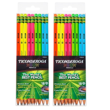Workstationpro Ticonderoga Neon Pencil for Grade K-12, Assorted Color, 2PK TH3482477